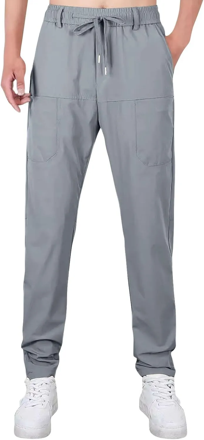 2025 Men's Casual Cargo Pants Elastic Waist Daily Waterproof Pants