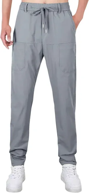 2025 Men's Casual Cargo Pants Elastic Waist Daily Waterproof Pants