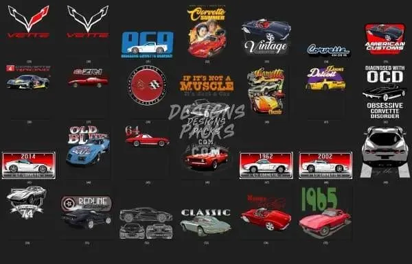 55 Chevrolet Corvette Designs Bundle PNG