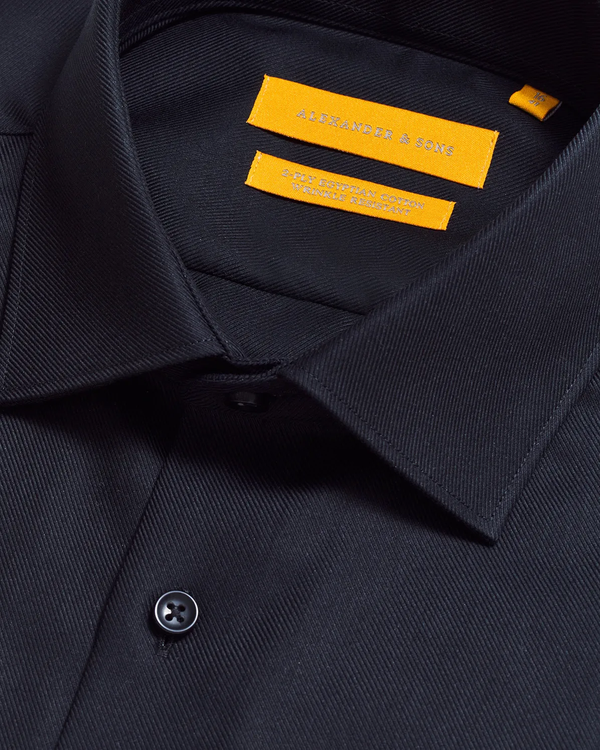 Alexander & Sons, Black Twill, Long Sleeve Shirt