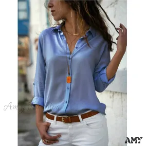 Amy Fashion - Casual Long Sleeve Elegant Shirt
