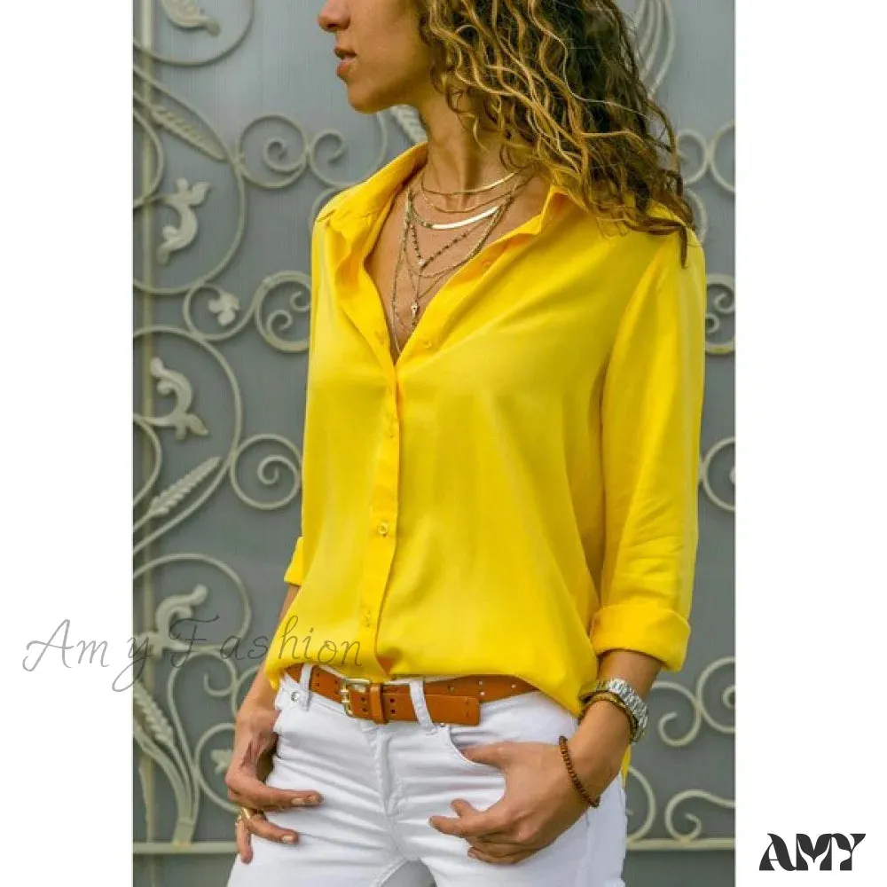 Amy Fashion - Casual Long Sleeve Elegant Shirt