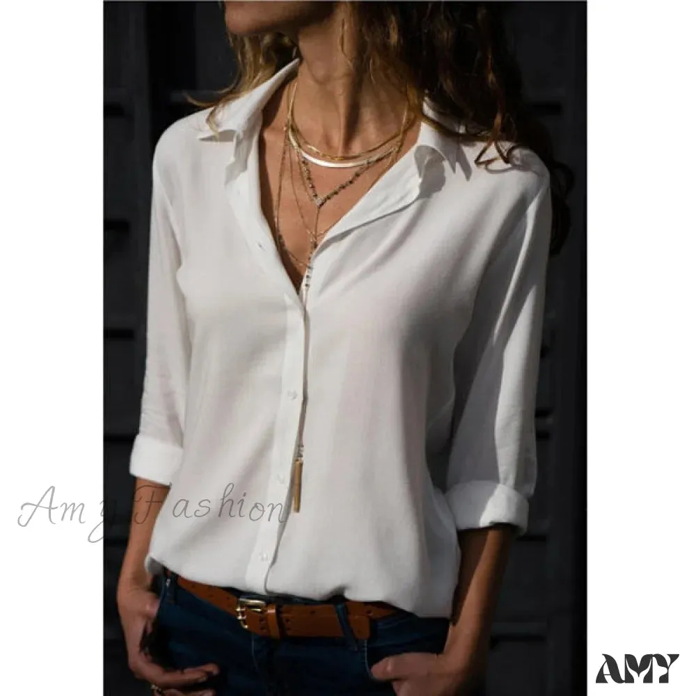 Amy Fashion - Casual Long Sleeve Elegant Shirt