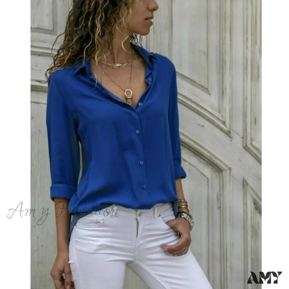 Amy Fashion - Casual Long Sleeve Elegant Shirt