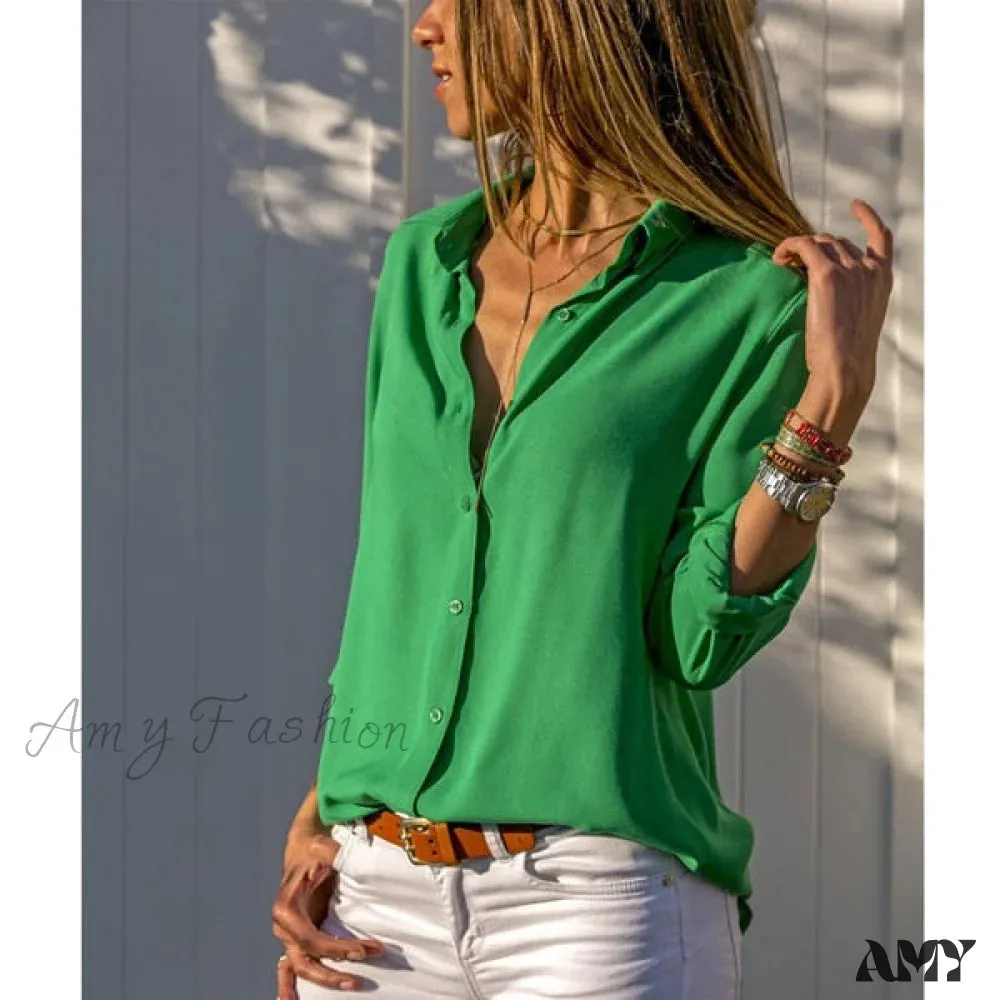 Amy Fashion - Casual Long Sleeve Elegant Shirt