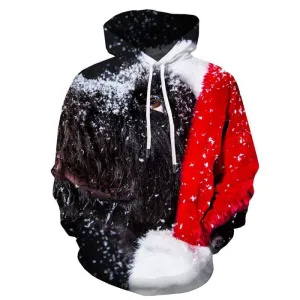 Animal Sweatshirts men Christmas Sweatshirt Printed Snow Hooded Casual Party Hoody Anime