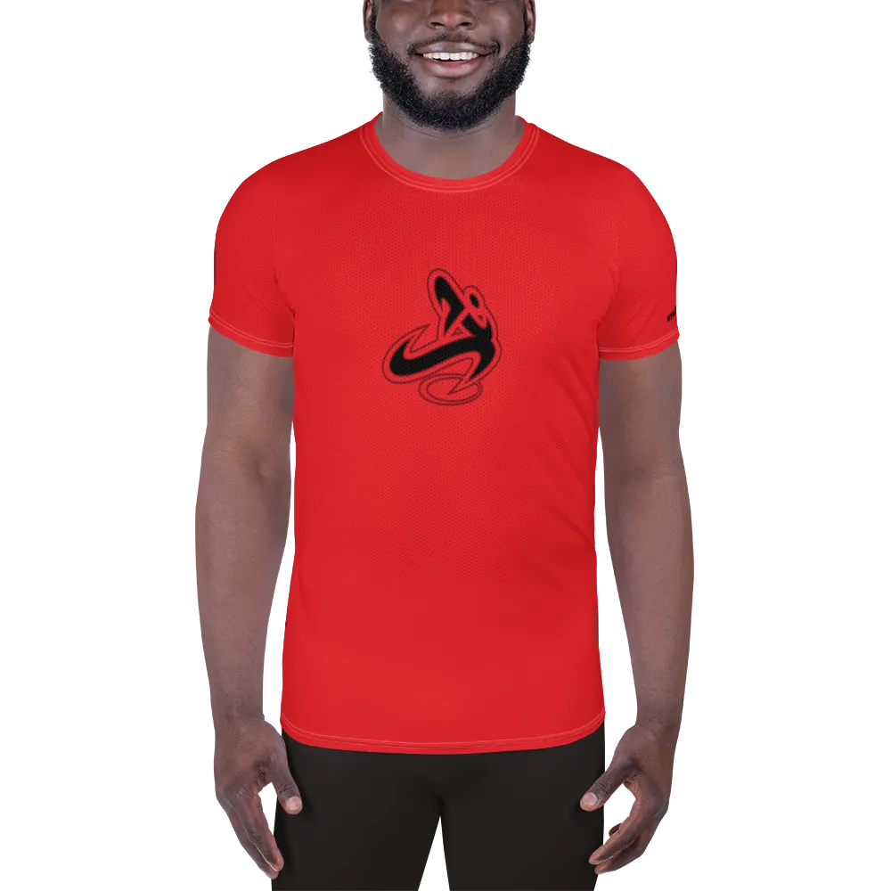 Athletic Apparatus Red 1 Black logo White Stitch Men's Athletic T-shirt