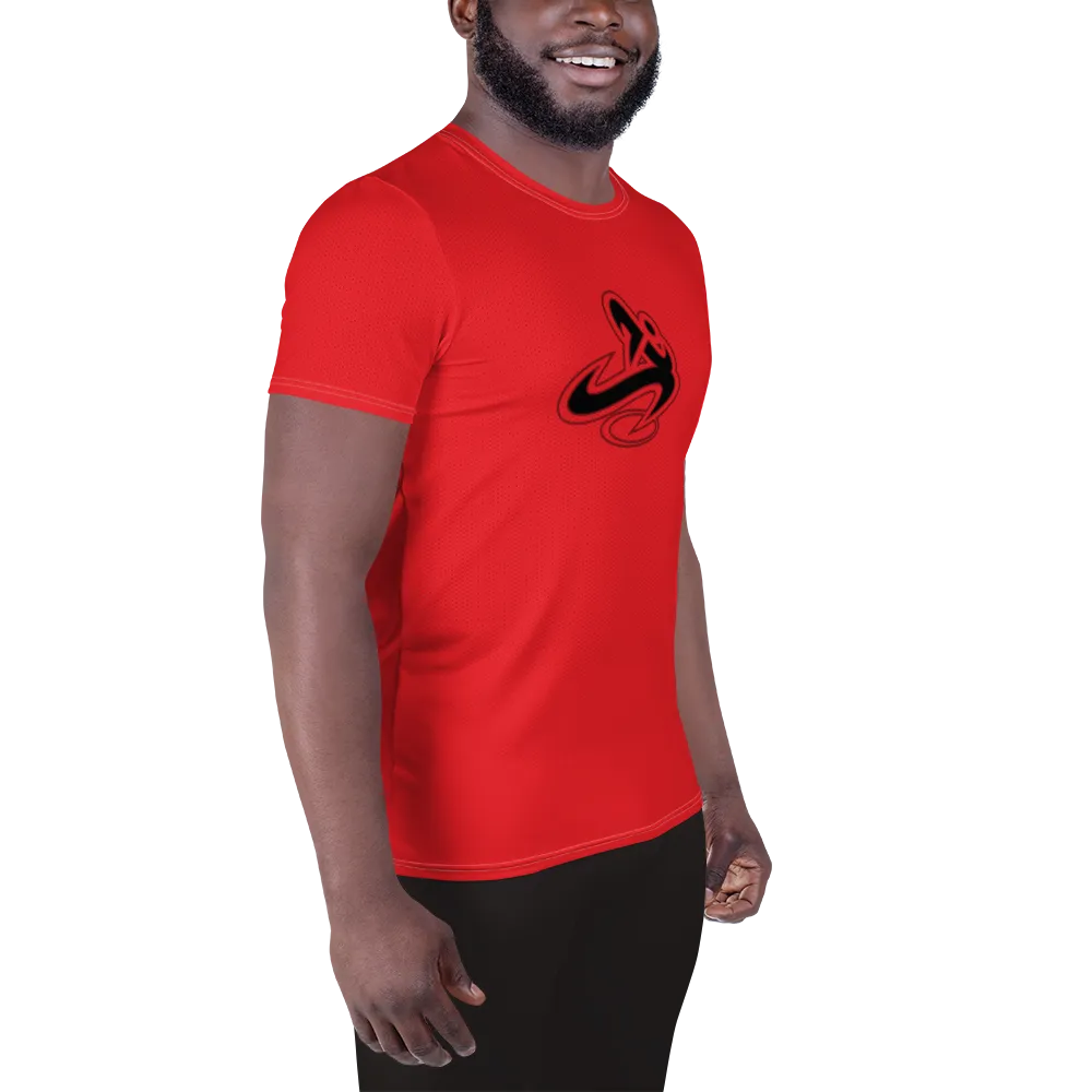 Athletic Apparatus Red 1 Black logo White Stitch Men's Athletic T-shirt