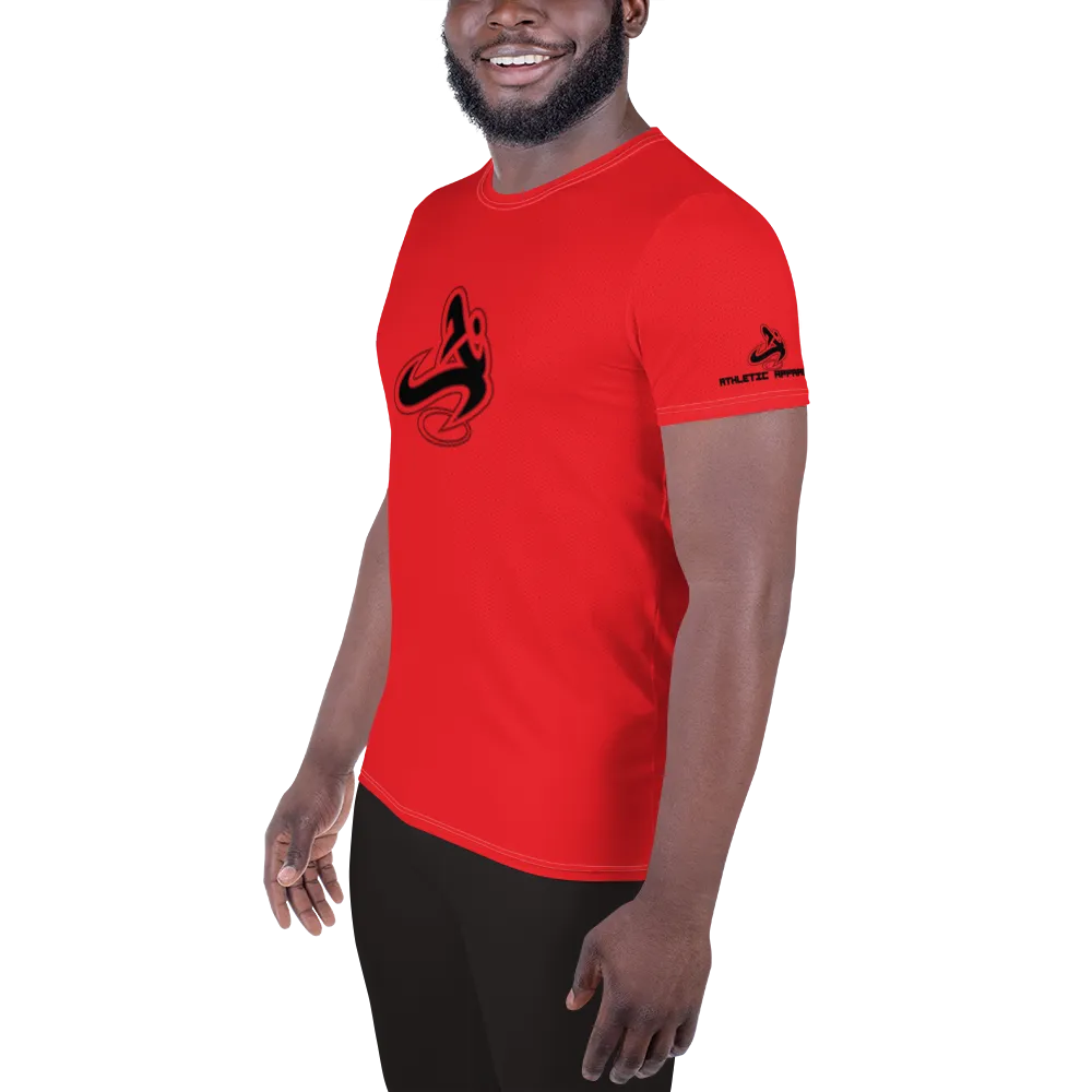 Athletic Apparatus Red 1 Black logo White Stitch Men's Athletic T-shirt