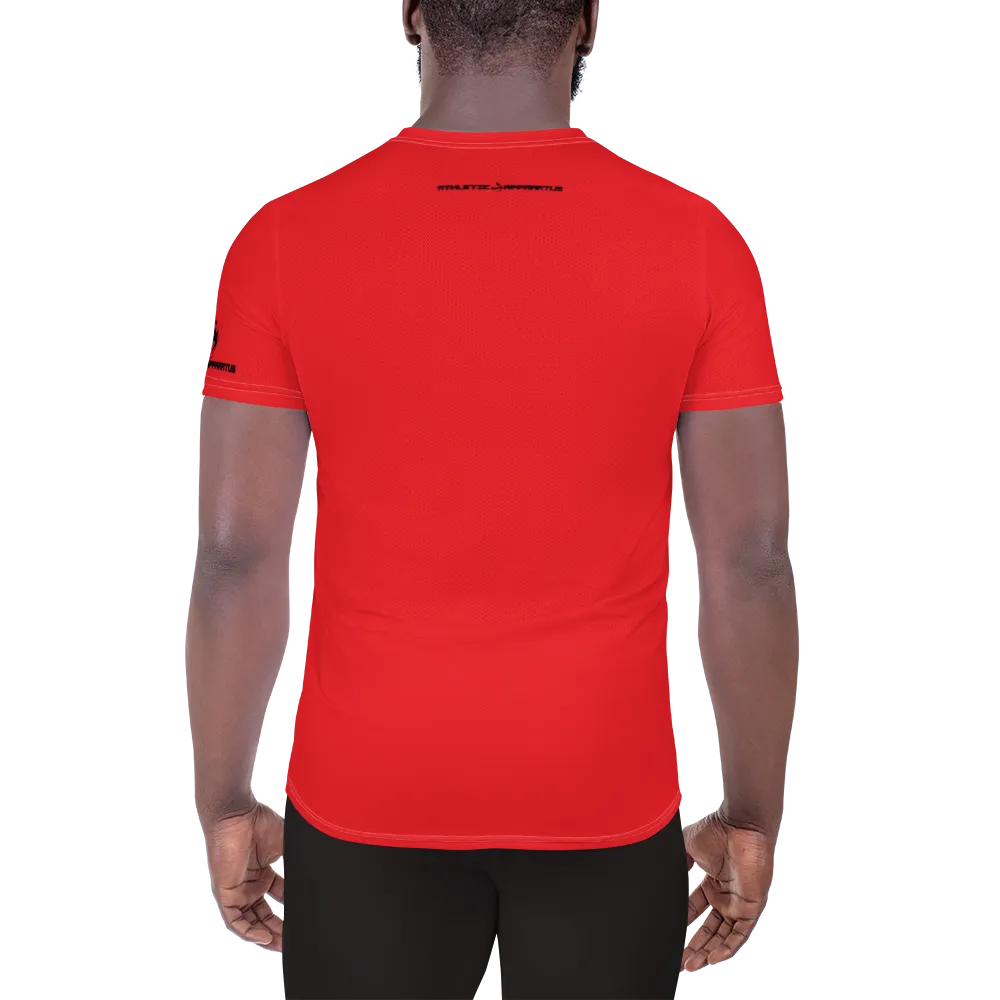 Athletic Apparatus Red 1 Black logo White Stitch Men's Athletic T-shirt