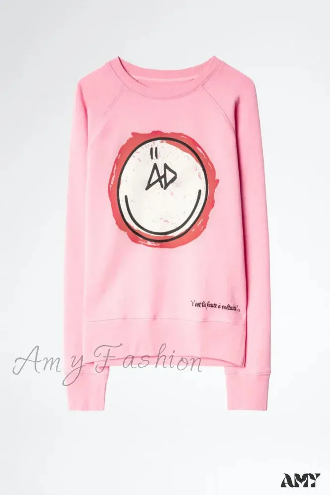 Autumn Winter Long Sleeve Comfortable Cozy Happy Face Stylish Hoodies