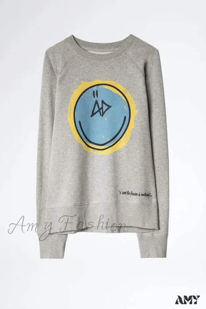 Autumn Winter Long Sleeve Comfortable Cozy Happy Face Stylish Hoodies