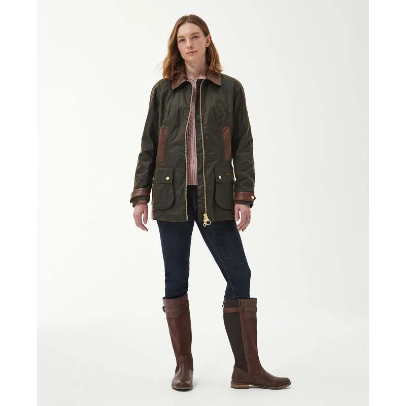 Barbour Premium Beadnell Ladies Wax Jacket - Olive