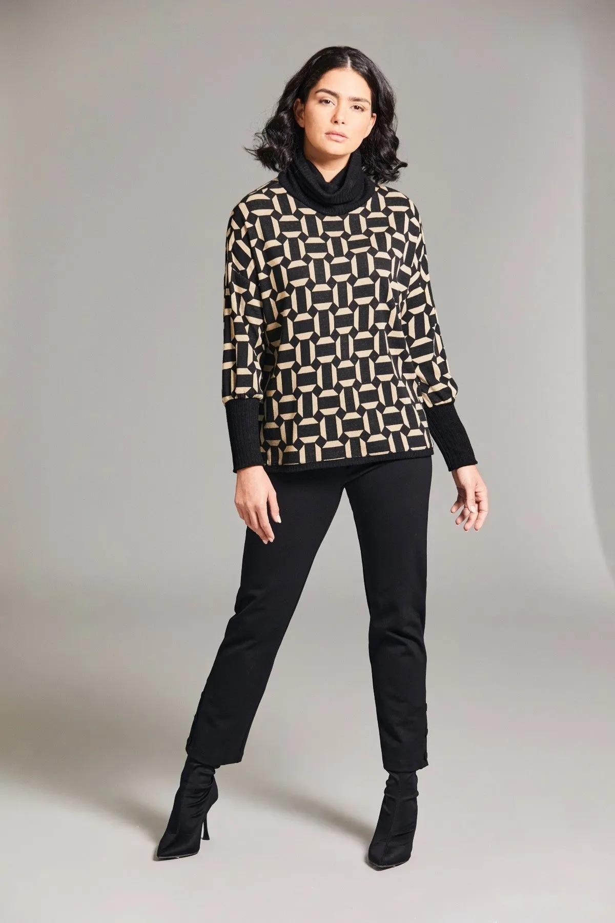 Black Cowl Neck Long Sleeve Top