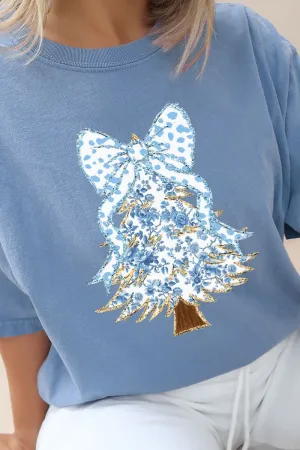 Blue Chinoiserie Tree Comfort Colors Adult Ring-Spun Cotton Tee