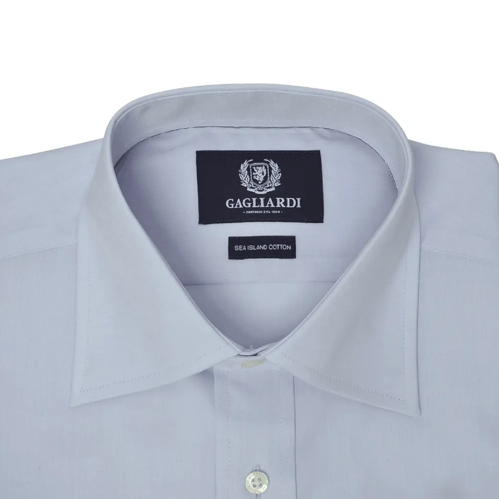 Blue Sea Island Cotton Tailored Fit Cutaway Collar Double Cuffed Shirt