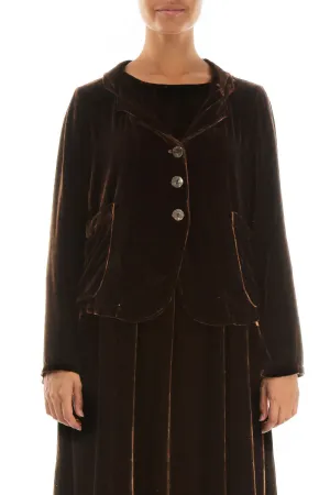 Buttoned Golden Sage Silk Velvet Jacket