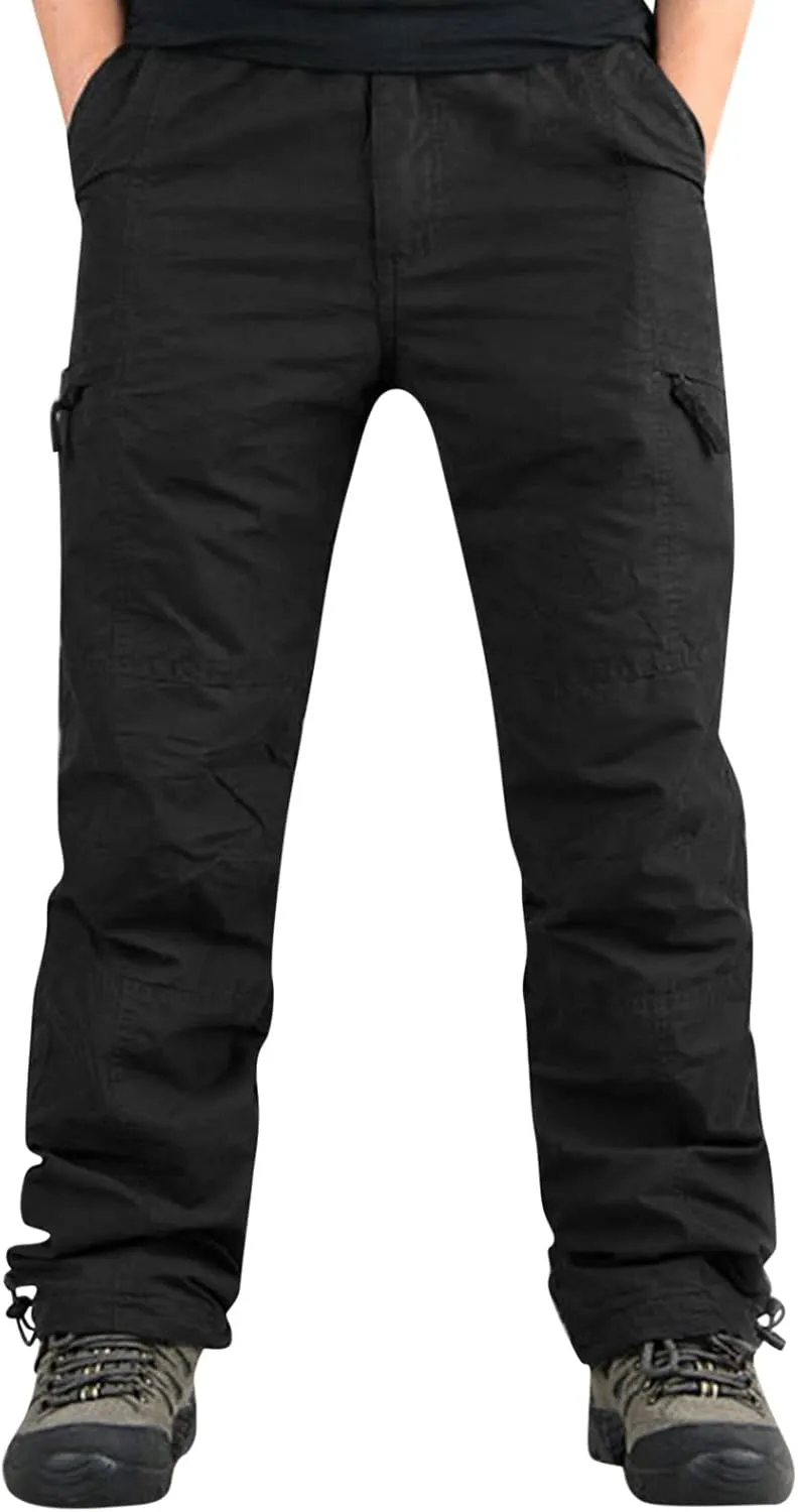 Cargo Pants for Men Relaxed Fit Sweatpants Slim Fit Workout Training Thigh Mesh Gym Jogger Pants with Zipper Pockets
