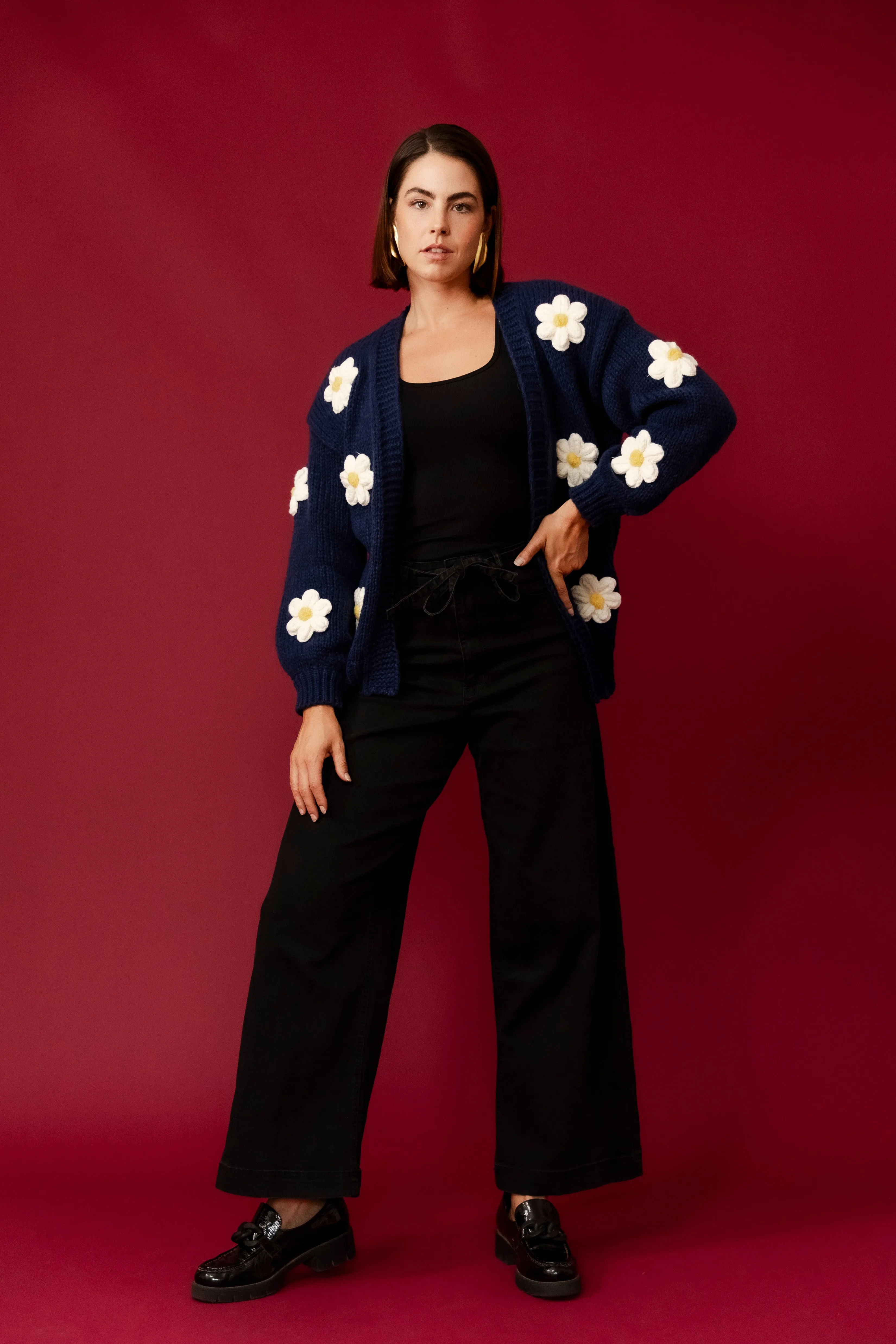 CARLOTTA Navy Floral Cardigan
