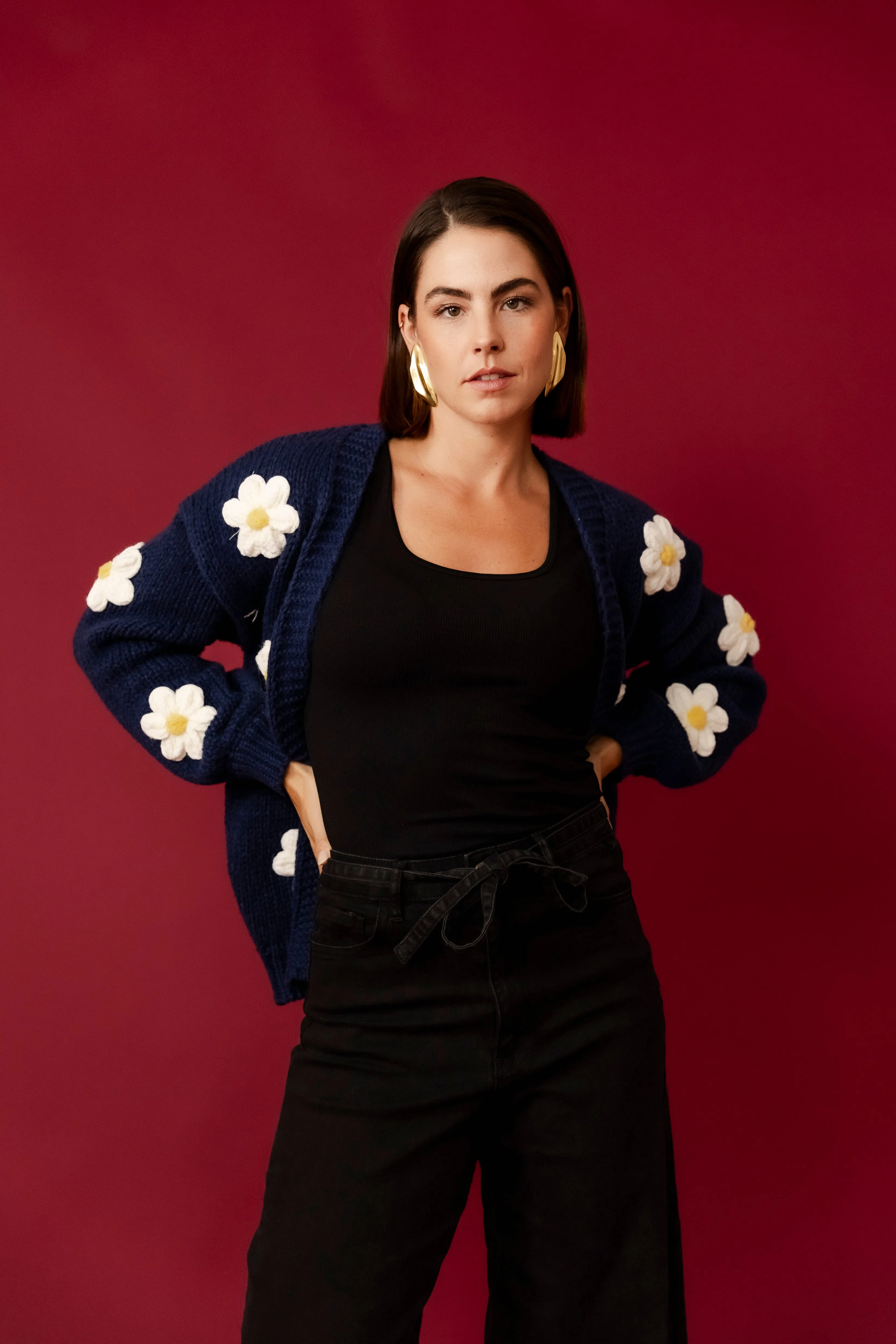 CARLOTTA Navy Floral Cardigan