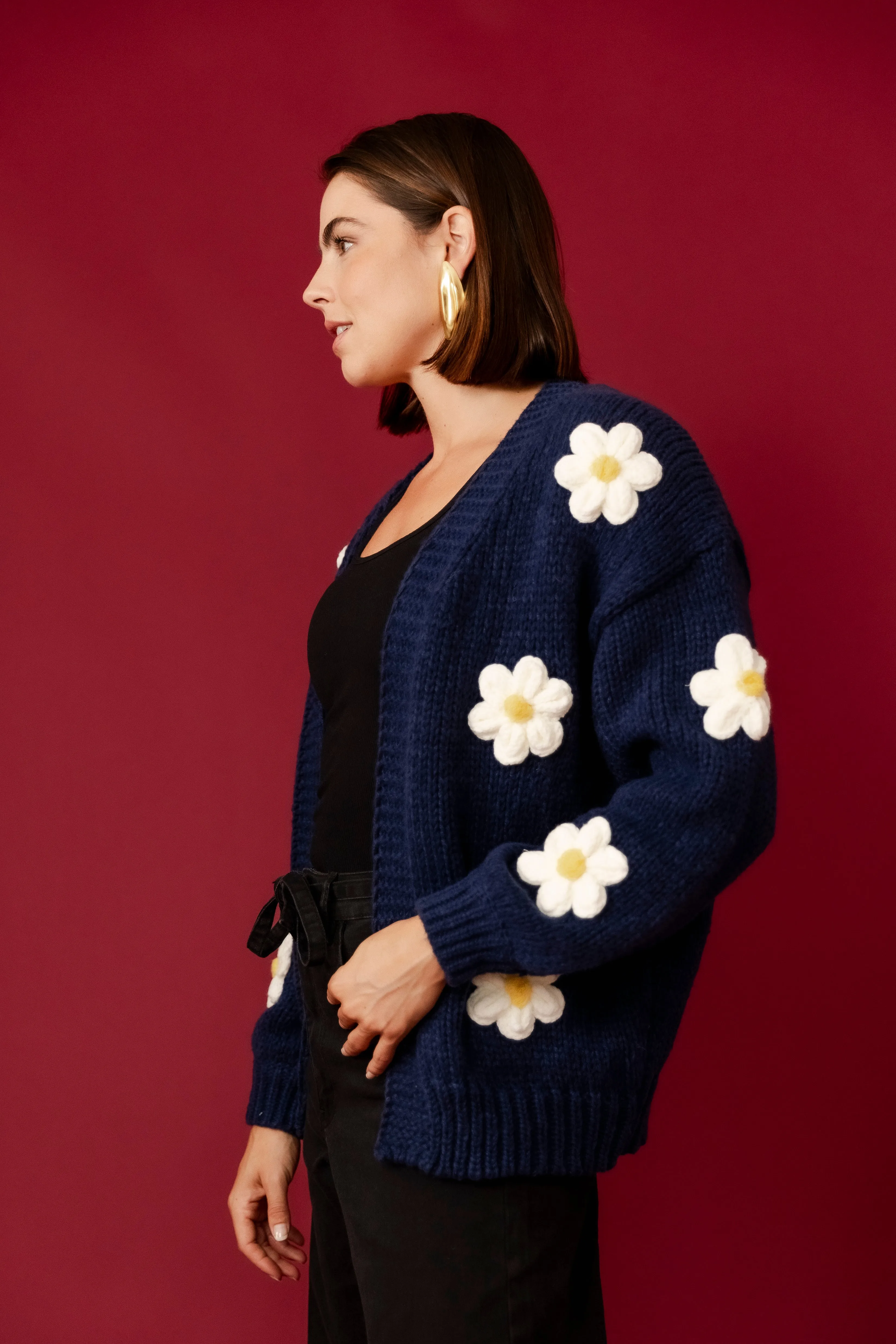CARLOTTA Navy Floral Cardigan
