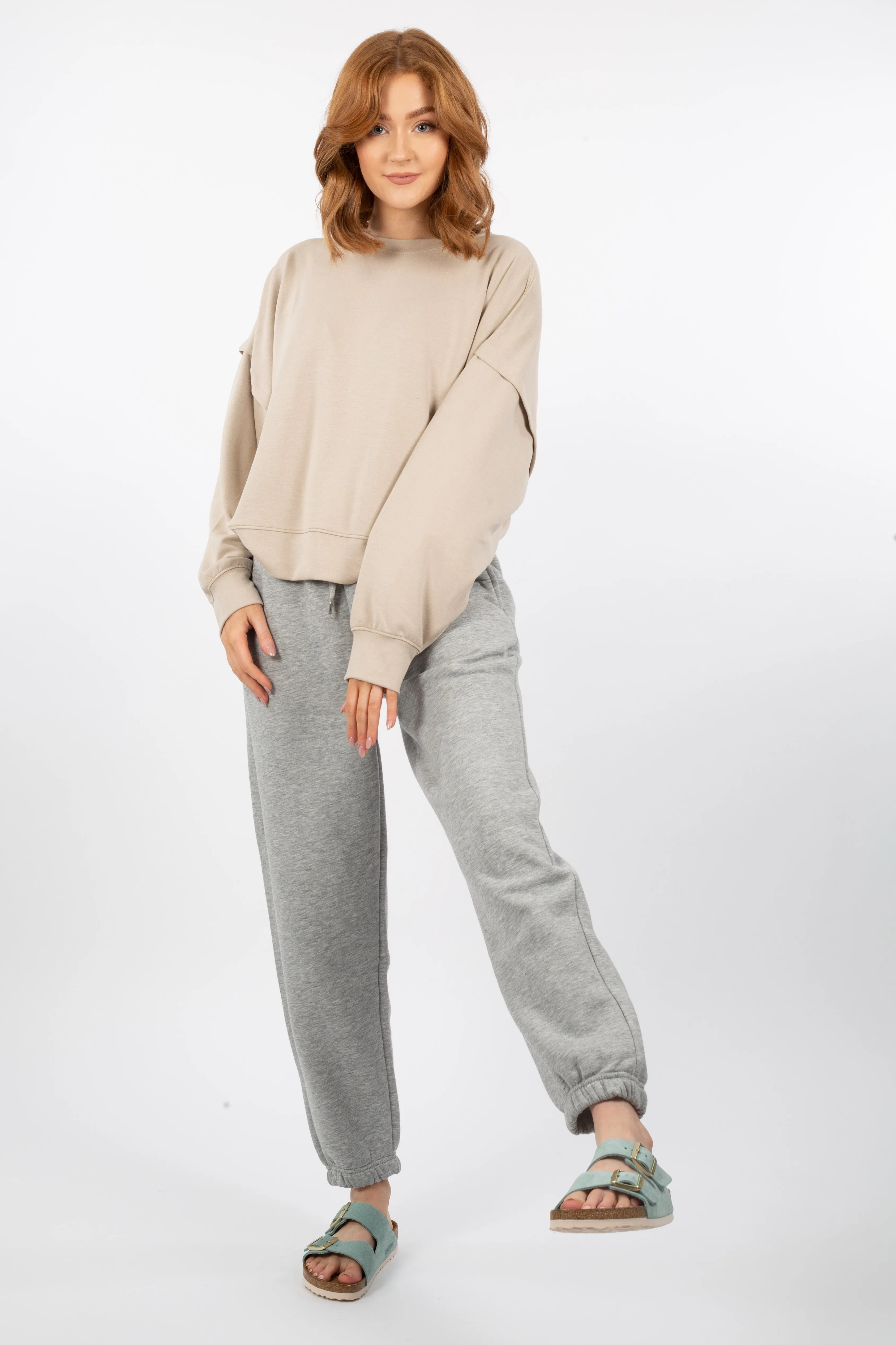 Carmella Sweat Pants - Light Grey Melange