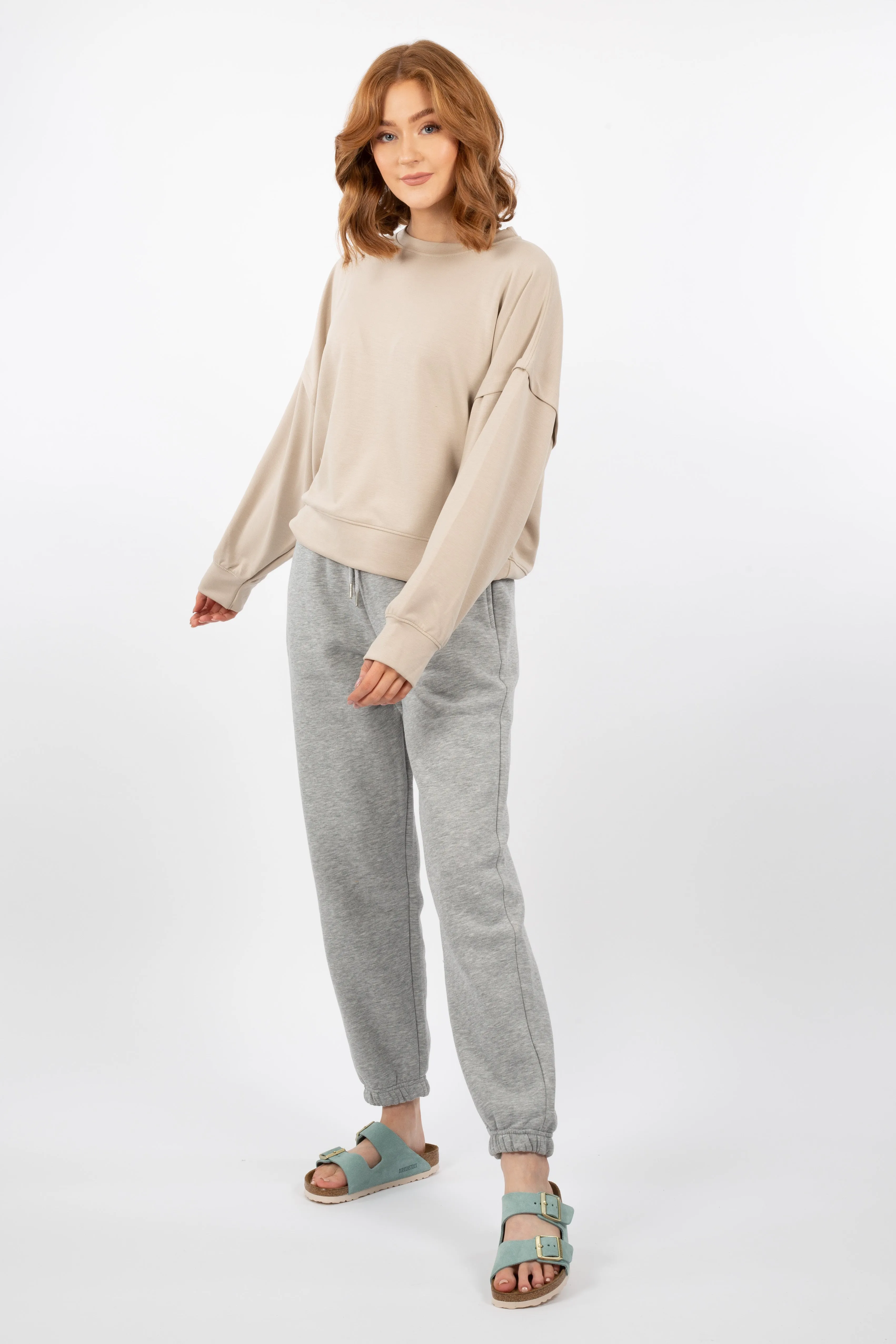Carmella Sweat Pants - Light Grey Melange