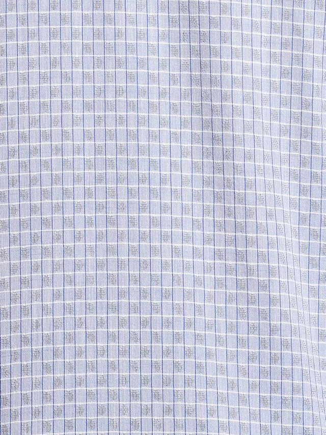 Colorplus Men Blue Checkered Tailored Fit Half Sleeve Spread Collar Shirt