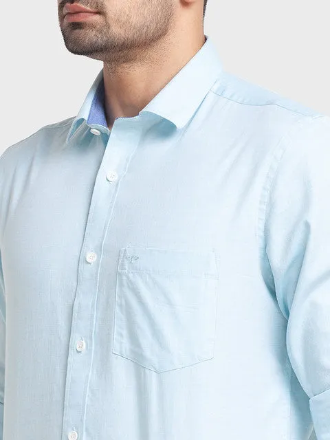 ColorPlus Men Blue Tailored Fit Solid Full Sleeve Shirt