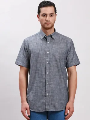 Colorplus Men Grey Tailored Fit Solid Cotton Casual Shirt