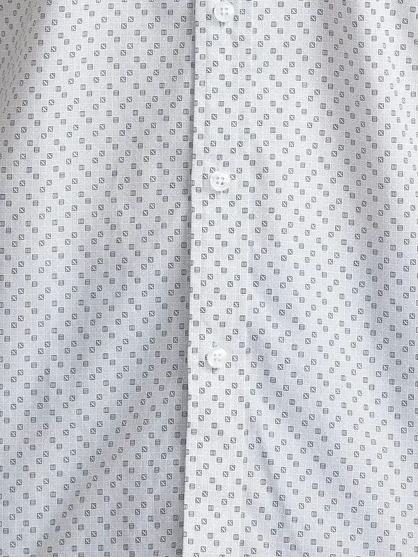 Colorplus Men White Printed Tailored Fit Cotton Casual Shirt