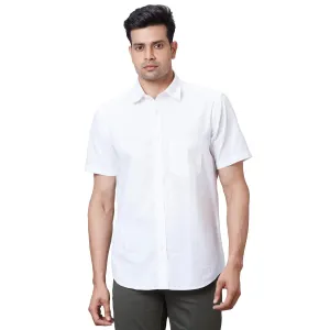 Colorplus Men White Tailored Fit Solid Cotton Casual Shirt