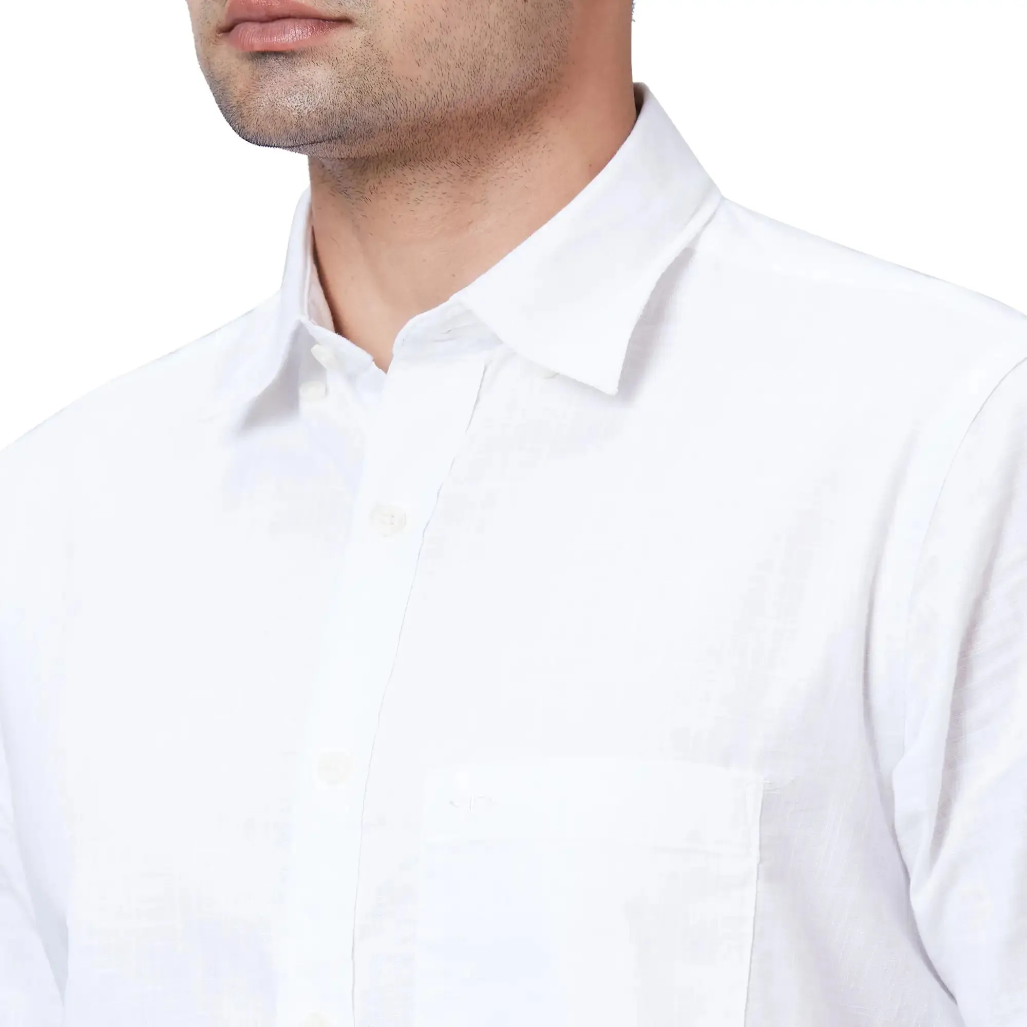 Colorplus Men White Tailored Fit Solid Cotton Casual Shirt