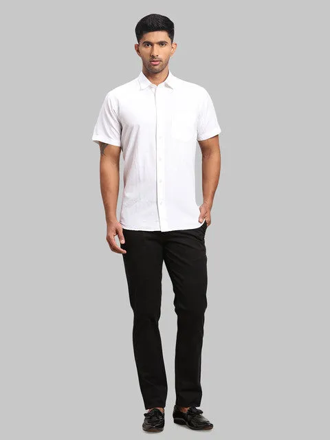 Colorplus Men White Warp Chambray Tailored Fit Cotton Blend Shirt
