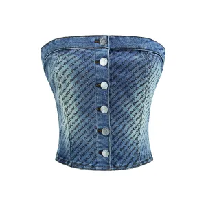 Coors Light Logo - Printed Denim Bustier - Salton Sea