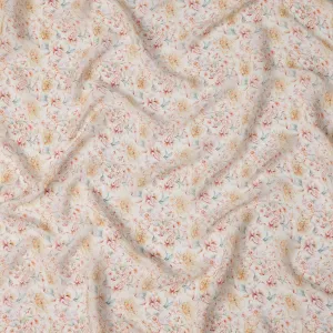Cream Viscose Digital Printed Fabric with Soft Floral Design, 110 cm Width-D21320