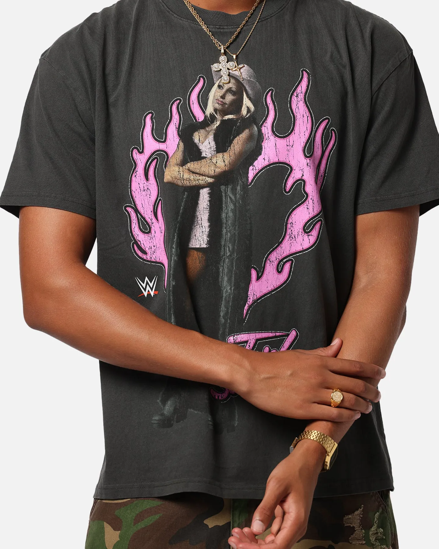 Culture Kings X WWE Trish Stratus Wrestlemania XLI Heavy T-Shirt Black Wash