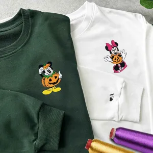 Custom Embroidered Halloween Cartoon Mouse Sweatshirts | Matching  Hoodies For Couple