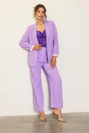 Digital Lavender Pintuck Wide Leg Trouser