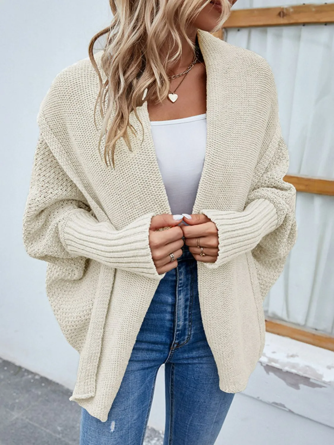 Dolman Sleeve Open Front Cardigan