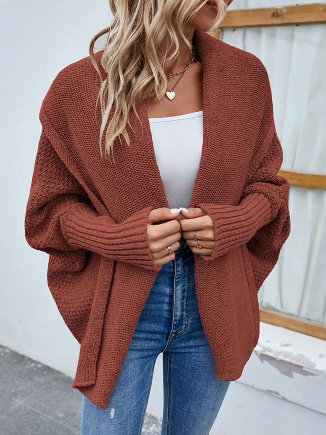Dolman Sleeve Open Front Cardigan