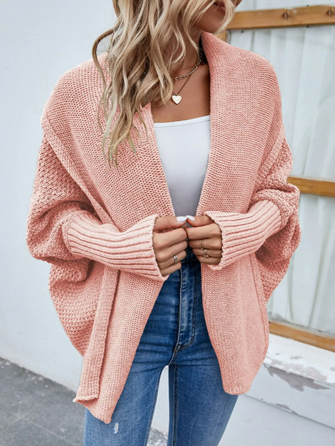 Dolman Sleeve Open Front Cardigan