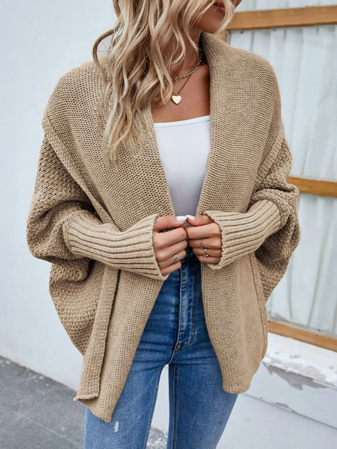 Dolman Sleeve Open Front Cardigan