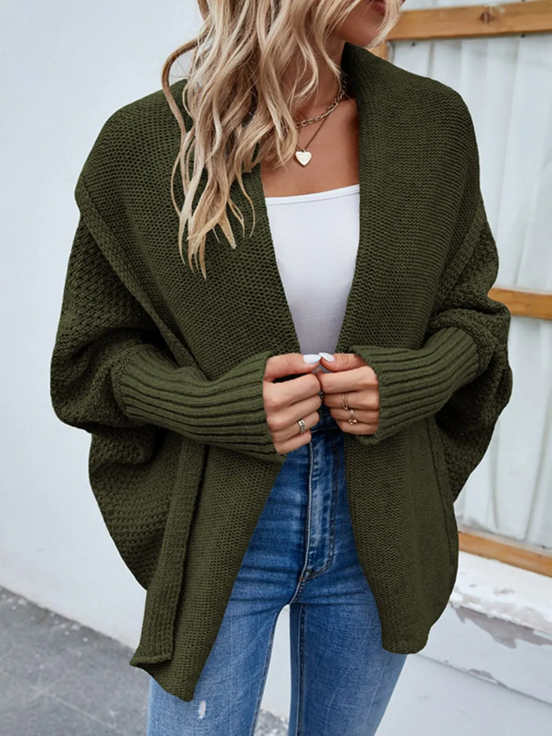 Dolman Sleeve Open Front Cardigan