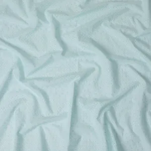 Elegant Cotton Lawn Embroidered Fabric in Cool Mint, 110cm Wide - Available by the Meter from India-D18857