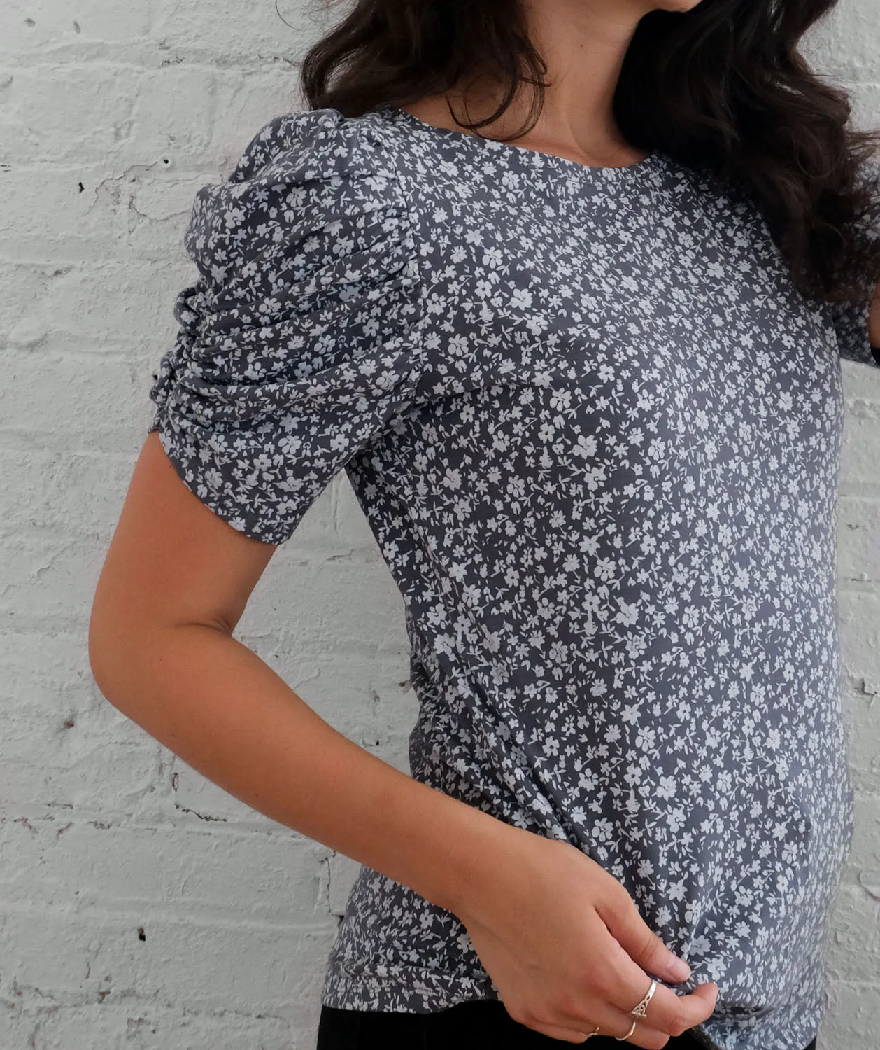 ELIZABETH printed top in Blue Cement