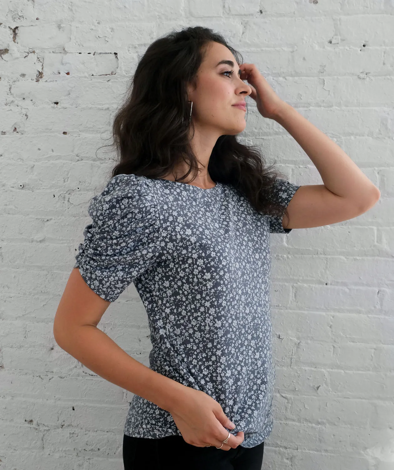 ELIZABETH printed top in Blue Cement