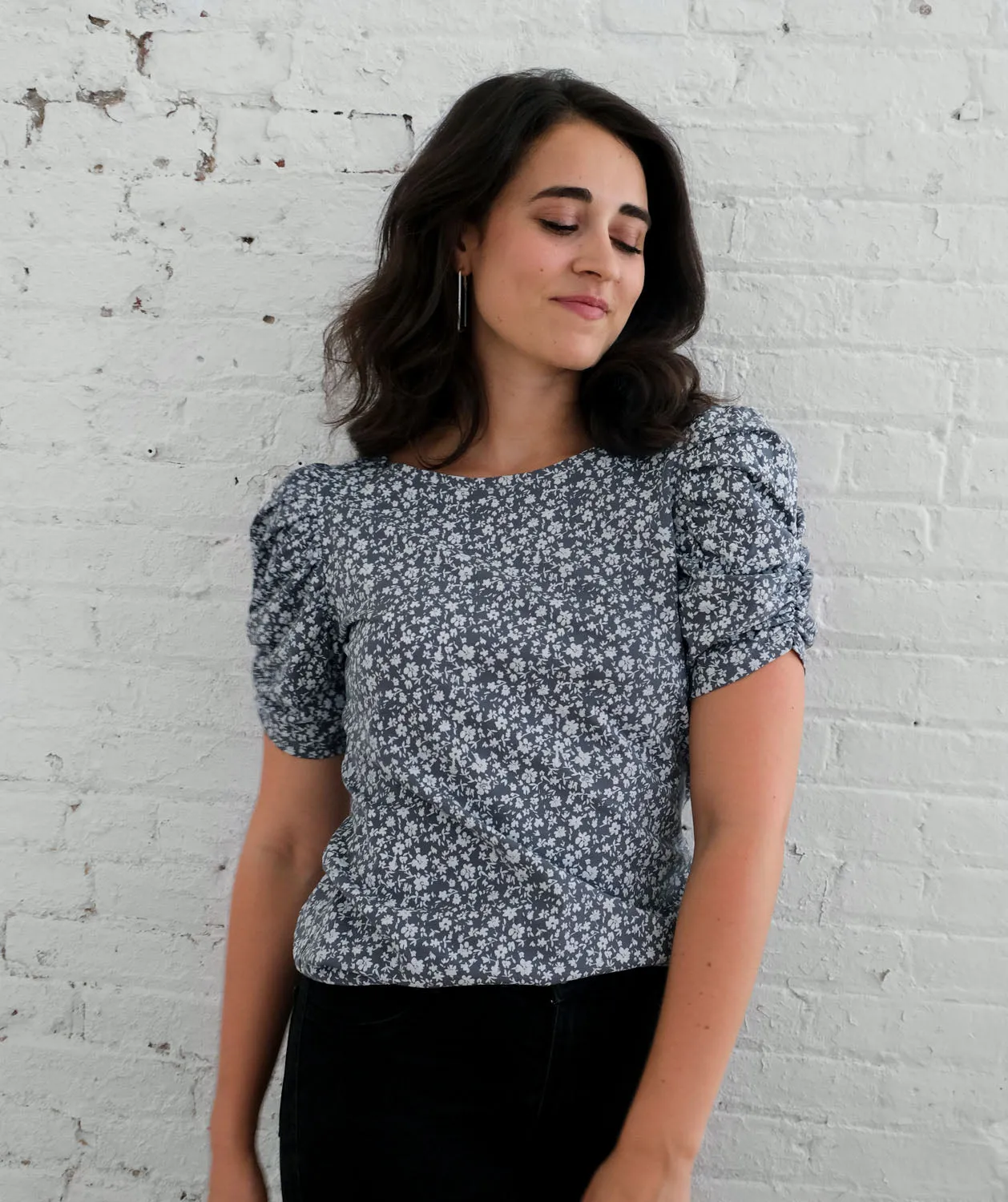 ELIZABETH printed top in Blue Cement