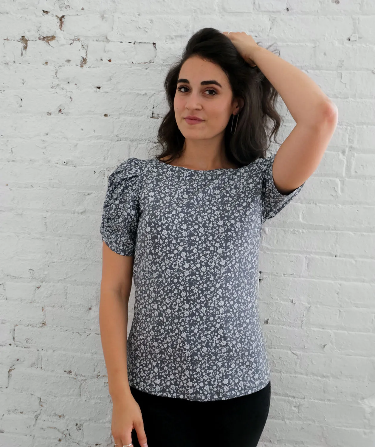 ELIZABETH printed top in Blue Cement