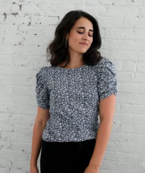 ELIZABETH printed top in Blue Cement